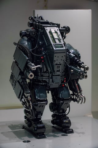 ((terrifying Mech machine with two massive legs with two mechanical feet)), 5-foot gun on top of the head, old grease joints and wires all over,  brown and green rusted metal all over Mech, thick welds look like scares, with pistons from the 1940 cyberpunk germany nazis,DonMASKTex ,mecha,westworld
