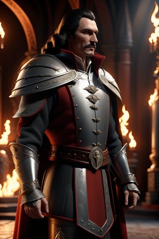 Vlad dracula on fire, photorealistic, epic, dramatic lighting, facing camera, finely detailed, armor, spear and shield, intricate design and details, ultra detailed, highest detail quality, ultra realistic, photography lighting, overcast reflection mapping, photorealistic, cinemeatic, cinematic lighting, movie quality rendering, hyperrealistic, focused, high details, octane rendering, focused, 8k, depth of field, real shadow, vfx post production, rtx ray tracing lighting