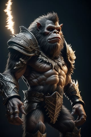 Bigfoot, Feral Ork in armor hyper realistic photograph, profile portrait, dark fantasy, magic, light flare intricate details unreal engine octane render, 8k