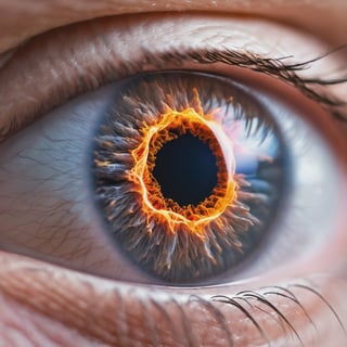 create the big bang explosion in a human eye, macro, macrophotograpy