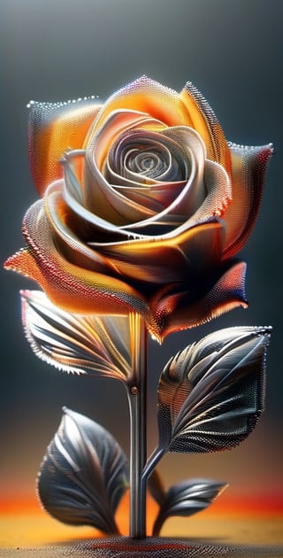 A rose plant, yellowish/reddish blossom, highlighted, orange/grey background,  dark palette,  high resolution and contrast,  high colour contrast,  intricately textured and detailed,  deep focus,  depth of field,  ultra quality ,ink art,Pomological Watercolor,DonM3x71nc710nXL,transparent fading,DonM1r0nF1l1ng5XL,DonMSp3ctr4lXL