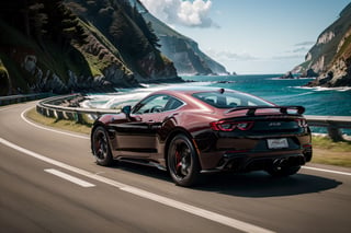 (best quality, 4k, 8k, highres, masterpiece:1.2), ultra-detailed, (realistic, photorealistic, photo-realistic:1.37), shiny red sports car, sleek and aerodynamic design, glistening in the sunlight, powerful engine roaring, parked on a scenic coastal road, surrounded by lush greenery and a breathtaking ocean view, with waves crashing against the rocks, capturing the dynamic movement, vibrant colors and textures of the surroundings, emphasizing the speed and elegance of the car, creating a sense of excitement and adventure.
,Car