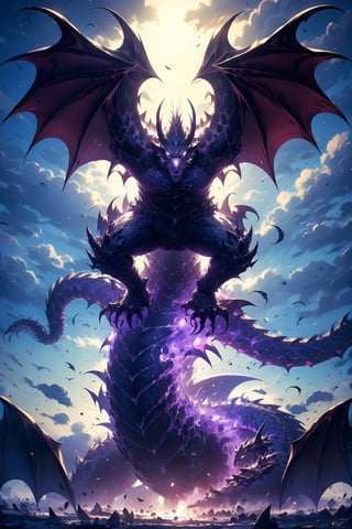 EpicGhost, dragon, cloud, sky, monster, glowing purple