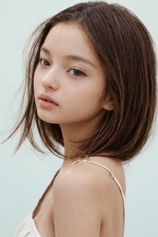 photo of a Top model Japanese teenage, smooth soft skin, symmetrical, at summer, whole body, at the beach, perfect detail , looking at viewer, make up, soft studio lighting, highly detailed face, from side, photo realistic, (looking into camera:1.7),