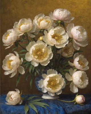 Translucent goldleaf peonies by Sir John Everett Millais