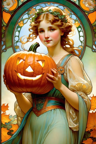 masterpiece, best quality, bright color, vivid color, (extremely detailed CG unity 8k wallpaper, masterpiece, best quality, ultra-detailed, best shadow), (chromatic aberration), (girl:1.5), (ultra-detailed), ((cute face)), ((full body)),
((Girl, Superhero girl looking down at Earth holding up a pumpkin with both hands, cartoon style illustration, Beatrix potter style painting, Alphonse Mucha)), ((caustic)), dynamic angle, beautiful detailed glow