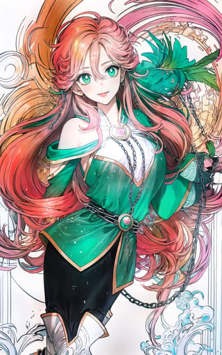 (Masterpiece, Best Quality), highres, Manga, 3d, official art 1woman, original, sot color, moochrome, colored skin, monster girl, o oe kee, arm support, (defeated), pink hair, green eyes, armored dress, weathered, tired, exhausted, fiely detailed digital illustration, (solo), (gradients),  dynamic, single braided sidelock, from above, looking up, ,figurine, retro artstyle, a cartoon character on a colorful background, waist bow, wide shot, (mature female:1.2), [outline], cowboy shot, (foot out of frame), space art, arms behind back, leaning forward, fantasy, space, glowing, transparent, bloom, frustrated, gauntlets, shoulder armor, cape, chain clasped cape, see-through dress, perfect animal anatomy, perfect female anatomy, dynamic flow of water surrounding woman, faded border, original character concept, intricate design, holding microphone, perfect hands, passionate, multicolored theme,  floating particles, dynamic scene, cinematic lighting,  video game cover page, gradient eyes, (detailed deep eyes), tsurime, (lips, nose, long face:1.2), aged up, elegant, hair between eyes,curvy, large breasts, messy hair, tied-back sidelocks, looped hair, dynamic, cinemascope, deep depth of field, expressive, Ayami Kojima, light smile, high detail illustration, extremely detailed, (blending), raytracing, reflection, somber, melancholy, looking down, tsurime, sad, oft, fluffy, cute fantasy, shiny, cinematic lighting:1.1, scenery, bare shoulders, contrast, extremely detailed, intricate, (Details:1.2), (official alternate costume:1.1), (transparent background:1.2), floating particles, 1 girl,sugar_rune,rha30,retro artstyle,ayearth,traditional media,fodress,masterpiece,Rayearth,More Detail