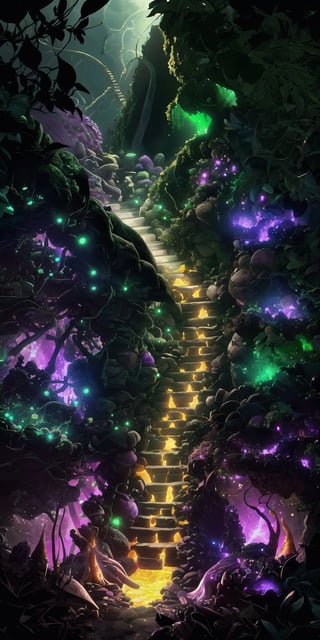 (Masterpiece, Best Quality), highres, (8k resolution wallpaper), (embers), witch hut, overgrown, vines, tree, enchanted forest, looking at viewer, (shiny:1.3), reflection, dynamic perspective, spiral staircase, surreal, (Fantasy), dutch angle, monster, soldier, glowing, cloud, full background, , wide shot, fantasy, landscape, beautiful,  outdoors, (details:1.2), water, (no humans:1.2), sky, cloud, halloween, (isolated, ominous:1.1), nature, (scenery), caustics, sharp focus, shadow, (deep depth of field:1.3), (science fiction:1.1), (glowing lines), (motion blur:1.1), (volumetric lighting:1.3), sunlight, day, extremely detailed background, fantastic, mysterious,full background,coralinefilm,madgod,stop motion,LODBG,cryptids,inblackholetech,BiophyllTech