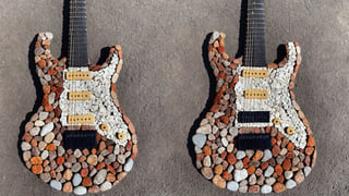 rock_2_img, rock image, rock art, rock, one stone electric guitar shape fully made out of rocks, full view, High detail, rock, best quality, (just a shape, not a real guitar you stupid AI)
