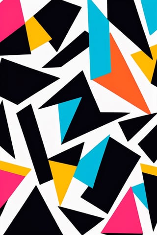 few, slick shiny abstract shapes, vivid colours, white background, lot of negative space, deep blacks, flat illustration, vector, risograph print