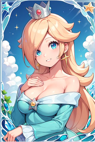 score_9_up, score_8_up, score_7_up, source_anime, 1girl, beautiful detailed eyes, ((masterpiece,best quality)), absurdres, solo, princess rosalina, short hair, silver crown, , blue eyes, long sleeves, smile, curvy, head tilt