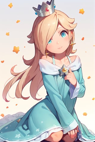 score_9_up, score_8_up, score_7_up, source_anime, 1girl, beautiful detailed eyes, ((masterpiece,best quality)), absurdres, solo, princess rosalina, short hair, silver crown, , blue eyes, long sleeves, smile, curvy, head tilt