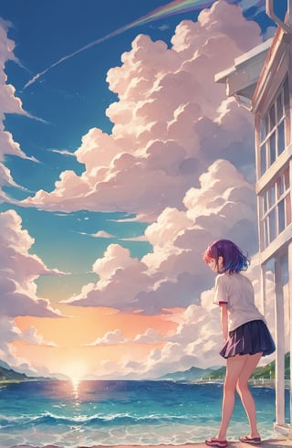 score_9_up, score_8_up, score_7_up, source_anime, illustration, watercolor, outdoors, cloud, sky, water, rainbow, day, detailed_background, 