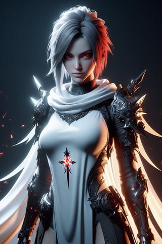 Graphics Unreal Engine 5, 3D Modeling,final fantasy XVI,realistic,minimalism style,ghostly beauty,  have hot body and big hip, detailed her body, red_eyes,  Apocalypse,niji style