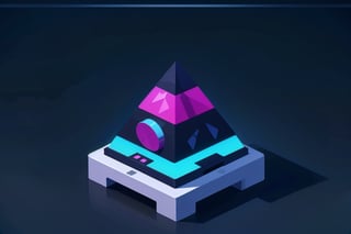 best quality,(masterpiece:1.1), cyberpunk black glass pyramid, isometric logo, isometric view, high resolution,detailed details, simple background, vaporwave, EpicLogo, flat vector art,Flat vector art