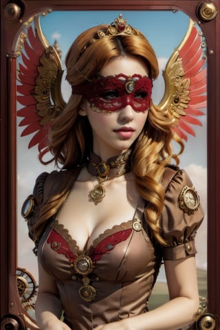 1princess, lion, wings,BloodOnScreen,3d style,steampunk style,Lace Blindfold