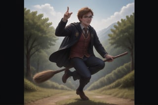 score_9, score_8_up, score_7_up, score_6_up male, ridingbroom, hetero, Harry Potter, 1boy, glasses, pointing wand, holding broom, racing, blurry background, realistic, over quiddich field, outdoors, riding broom, ridingbroomstick, ,<lora:659095807385103906:1.0>