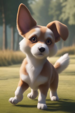 dog, happy, big ears, loving eyes, 3d style, fluffy