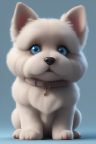 dog, happy, big ears, loving eyes, blue eyes,3d style, fluffy