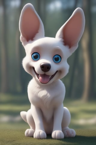 dog, happy, big ears, loving eyes, blue eyes,3d style