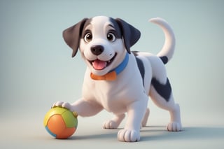 dog, happy, 3d style, big dog, playing with a toy,3d style