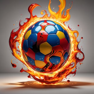 Artistic Image prompt structure: "A soccer ball surrounded by swirling abstract flames, Digital illustration, Abstract art style, Inspirations from artists like Wassily Kandinsky and Yayoi Kusama, Medium shot, Bold and contrasting colors, Medium level of detail"

Create a captivating digital illustration of a soccer ball surrounded by swirling abstract flames. The art style should be abstract, taking inspiration from artists like Wassily Kandinsky and Yayoi Kusama. The shot should be a medium view, focusing on the ball and the abstract flames. The image should feature bold and contrasting colors to create a visually striking composition. The level of detail should be medium, allowing for a balance between simplicity and complexity.

Inspiration: Artists like Wassily Kandinsky and Yayoi Kusama, abstract illustrations on platforms like ArtStation or Behance.

Type of Image: Digital illustration
Subject Description: Soccer ball surrounded by swirling abstract flames
Art Styles: Abstract
Art Inspirations: Wassily Kandinsky, Yayoi Kusama
Camera: Medium shot
Shot: Medium view
Render Related Information: Bold and contrasting colors, medium level of detail