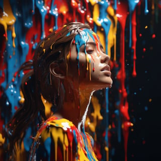 dripping paint,abstract,1 girl, (((masterpiece))), best quality,ultra-detailed, 8k, wallpaper, extremely delicate and beautiful, highresolution, ray tracing, best shadow, (realistic, photorealistic:1.37),professional lighting, photon mapping, radiosity, physically-based rendering