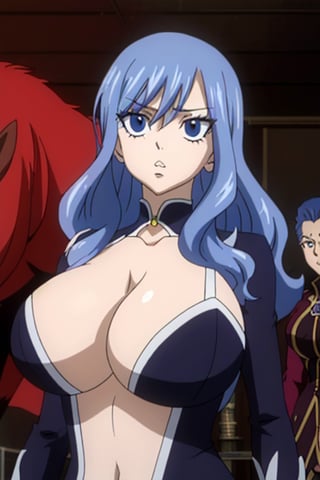 juvia_lockser, blue hair, blue eyes, long hair, long sidelocks, bangs, hair between eyes, Huge Beasts, Gigantic Breasts, Breasts