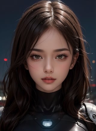 masterpiece, best quality, photorealistic, raw photo, attractive, charming, beautiful girl, solo, Hyperrealistic, hyperdetailed, realistic face, high-resolution, realistic style, 8k, detailed hair, beautiful face, perfect face, detailed brown eyes, perfect skin, happy friendly flirty, futuristic black tactical suit, special operation agent, sexy, seductive, typing futuristic computer, (((night))),xxmixgirl,photo r3al,bamby, black wool sweater