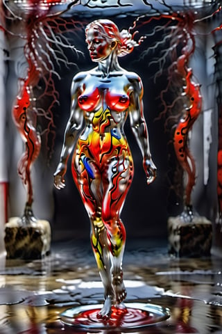 (art by Julius Theodor Christian Ratzeburg:0.8) ,art by Sherry Akrami, (((Rebecca Ferguson face))), large tits, she is in ectasy, red lips gloss, with multicolored neon veins running through their whole body, full body, concept art, hyperrealism, silver hair, colorful, complex, detailed, whole body view, rocks dripping paint, smoke everywhere, hyperdetailed, entangled, dendritic , ,inst4 style,bonsai,lun4,3l3ctronics