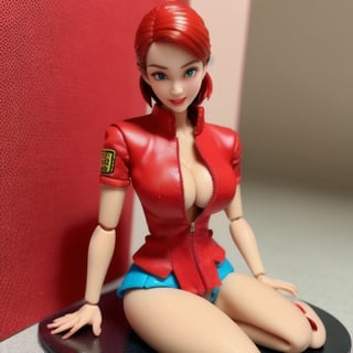 Silicone Sex doll. human body lifesize, silicone love doll, standing, Real Doll brand, (Big Breasts), Huge Boobs, Big Tits,(best quality:1.15), (masterpiece:1.15), (detailed:1.15), ((Full Body photo)), A pop up parade figure, action figure, Hot Toys, Hasbro, Takara Tomy, and Kotobukiya! by Shunya Yamashita, Seki Yudai, PVC, 3d, 8k, high resolution, Unreal Engine, TSUBAME sculptor, anime figure,  nihei tsutomu, ( highly detailed figure ), anime figurine, perfecteyes, ((a woman wearing knee pads, elbow pads, colored, Ultra sharp resolution, gorgeous, beautiful detailed eyes, expressive eyes, cute, intricate details, highly detailed, photorealistic, octane render, 8 k, unreal engine, ((full body photo)), smilling, very expressive, full-body shot, intricate details, intricate background, front-side pose, Full-Shot Angle, Articulated limbs, Limb joints in toy dolls, Articulated limbs, Wide-Angle Shot, Mega Milkers,inboxDollPlaySetQuiron style,3d toon style,barbie,unbuttoned red flight attendance uniform,ActionFigureQuiron style
