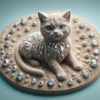 powdered diamonds art,Sand art using powdered diamonds,cat,ral-sand,diam0nd