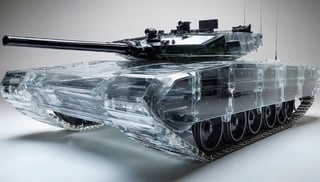  A tank made of ultra-transparent crystal, Modern military tank, M1 Abrams,Glass Elements,bubbleGL