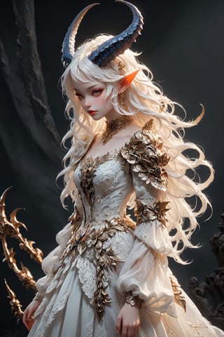 Ultra Realistic,
1 girl, (masterful), albino dragon fairy girl, dark magic, divine girl, pale skin, (demon horns:1.2),
In her elegant attire, the albino demon girl embodies an enchanting blend of dark allure and Rococo refinement,meticulously crafted with cascading layers of lace, features a corseted bodice that accentuates her slender waist. Delicate silver embroidery adorns the edges of the gown, tracing ethereal patterns reminiscent of dragon scales,
, ,lis4,cutegirlmix,Christmas Fantasy World,renny the insta girl,ct-niji2,RitterBalberith