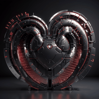 speed, passion, and technology. Make the image impactful and futuristic, I want to see a heart-shaped turbo, which is energetic, Moveing piston,vitalist,photorealistic,3d,hard Move,
