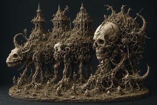 Crazy miniature monstrous art, Chris Kuksi sculptures, intricate designs, skeleton structures, chaotic and extremely complex industrial designs,
Huge and majestic Ark Design,Countless objects,action figure,keresztes