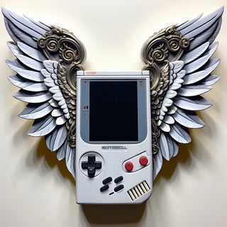 ultra detailed Realistic Nintendo GAMEBOY,
Extreme detailed beautiful angel wings,
