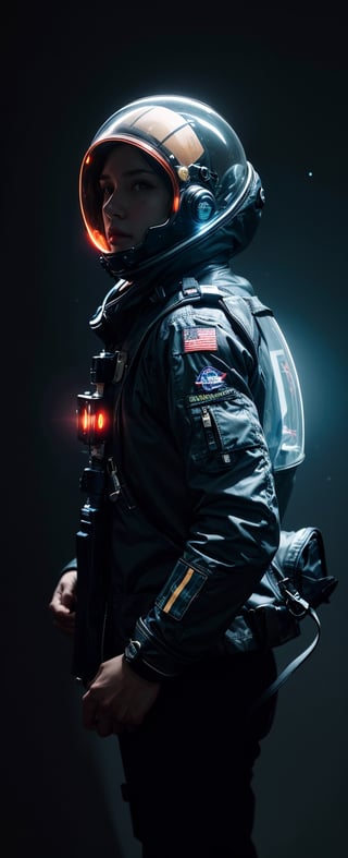 (masterpiece, best quality), (hyper-realistic:1.4), Lenkaizm, 8k, absurd res, high res, (masterpiece:1.4), ultra-detailed,  Envision an astronaut exploring a mysterious planet, wearing transparent space helmet equipped with light visor, neon led line stream on suit, space, cosmos, planet, flower, galaxy