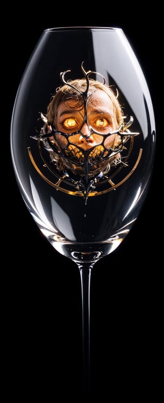 (masterpiece, best quality), (hyper-realistic:1.4), Lenkaizm, 8k, 1man, surrealism, Create a human with transparent apple head, a corona virus inside his transparent apple head, black background, 