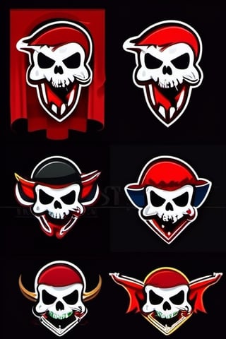 mascot logo, skull, vampire fangs, pirate flag, jolly roger, 