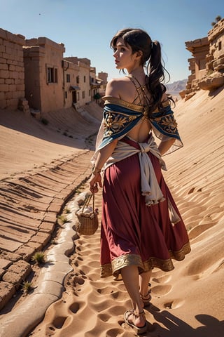 Gemma Christina Arterton (((Tamina))), film Prince of Persia: The Sands of Time , Resident of the city of Alamut, (behind is the city of alamut) broad and open image, attractive, sensitive body, light silk clothes, Dark and Dark, Drama, Jimmy Chin, Joel Sartore, David Guttenfelder, Detail Perspective, Epic, Ancient, Adventure, Stripped Down, Simple, On the Run from Hunters ((captures original footage from the movie in the desert with Dastan)),