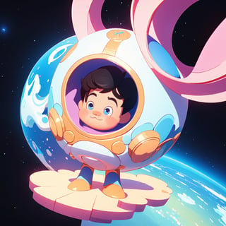 super cute Little Prince (Saint-ExsperY) STANDING ON HIS MICRO SPHERIC PLANET, 3D, cute cartoon style, colorful, very clear, very creative, beautiful, 3d childish cute cartoon style:1.3, exceptional cute lITTLE pRINCE anatomy,  incredibly absurdres, break, (ultra quality, high quality, best quality, exceptional quality, new, newest, best aesthetic, original, outstanding, exceptional), epic cute, cute details, intricate cute detailed texture materials, BEAUTIFUL DEEP SPACE IN T HE VERY BACKGROUND:1.4, PERFECT SCALING, PERFECT GEOMTRY, PERFECT PERSPECTIVE, VERY PASTEL, EXCEPTIONAL VERY WELL DRAWN REALISTIC HANDS WIH ACCURATE NUMBER OF DETAILED SMOOTH CUTE FINGERS, PERFECT PLANET GEOMETRY, LITTLE PRICE COMPOSITION MASTERPICE, cg, CGI, 