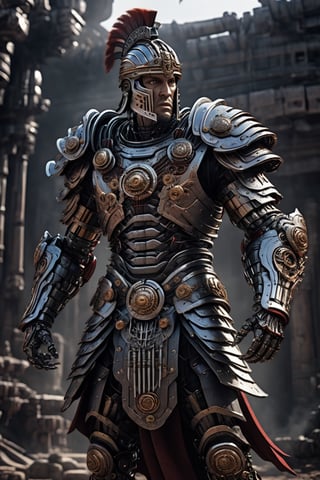 a bio mechanical cyborg roman warrior ,3d style,cyborg style,Movie Still,Leonardo Style