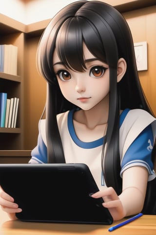 A girl who draws illustrations on an anime tablet