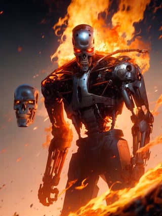 lora:T800Endoskeleton-10:0.8, (RAW photo, real life, absurdres, high quality, photorealistic, detailed, realistic:1.3), (solo:1.3), ((dynamic pose)), a high resolution comic book art photo of a T800Endoskeleton robot with red eyes and metal skull face and chrome metal body and holding a futuristic gun shooting lasers, standing on a hill of skulls, dark sky and fire and flames and smoke and explosions and robots and post apocalypse war in the background, cinematic, atmospheric, 8k, realistic lighting, shot by Hassleblad H6D, Zeiss, Kodachrome, nikon, 50mm 1.2 lens, Octane Render, ultra realistic, realistic lighting, photorealistic, photorealism, photoreal, unreal engine 5, Adobe After FX, highly detailed, intricate detail
,T800Endoskeleton,r1ge