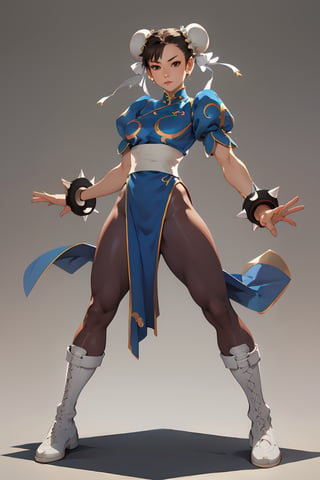 (masterpiece, best quality), 1girl,  chun li, japanese clothes, revealing clothes, double bun, pelvic curtain, ninja, thighs
,,chun li