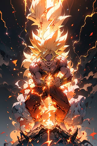 (Anime_Fantasy:1.5), (Vivid_Colors:1.4), (High_Detail:1.4), BREAK, (Full_body_Goku:1.5), SAIYA,super Saiyan,  (Super_Saiyan:1.6), (Golden_hair:1.4), (Aura_surrounding_body:1.3), (barefoot:1.3), (Eyes_brilliant_and_crackling_with_energy:1.5), (Intense_angry_expression:1.4), (Veins_on_forehead:1.3), r1ge (yellow theme:1.2)((Open_mouth_screaming:1.4), (Muscular_form:1.3), (Raging_scream:1.4), (Tensed_muscles:1.3), (Clenched_fists:1.3), (Dynamic_pose:1.3), (Battle_torn_clothing:1.2), (generate_(big_ huge_immense:1.5)_(Bright_crackling_glowing:1.5)_(spheric_energy_in_hands:1.5), (Charged_energy:1.4), (Lightning_arcing:1.4), BREAK, Futuristic_cityscape, Destruction_in_background, (Blazing_skies:1.3), (Electric_sparks:1.5), (Surrounding_lightning_strikes:1.4), BREAK, (Lighting_effects:1.5), (Reflective_surfaces:1.2), (Shadow_contrast:1.2), (Energy_emission:1.4), (Radiating_glow:1.3), (Intense_backlighting:1.2), (Glowing_rim_light:1.3), BREAK, Rule_of_thirds, BREAK, (Professional_3D_rendering:1.4), CG_unity, (HighDynamicRange:1.3), (HighResolution:1.4), (1440p_Wallpaper:1.5), lora:real_skin:1, lora:epi_noiseoffset2:1, lora:LowRA:0.25, lora:Supersaiyan:1.4,  style-swirlmagic,  lora:r1ge - AnimeRage:0.5
,r1ge