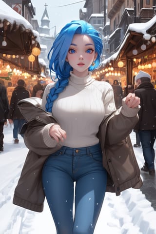 (masterpiece), (best qulity), 8k, uhd, detail, hyper detail.
JinxKaryln, sweater, short jeans, on the snow day, christmas street, snow fall, festival decoration
