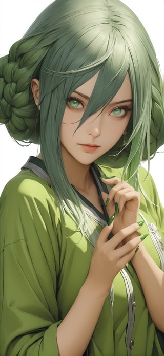 white background, fubuki, perfect, hand, fingers, 1 sexy and hot woman,ideal woman, fubuki, High detailed, Detailed face , Green clothes, Green eyes, Green hairs, fubuki,csr style , masterpiece, best quality, (photorealistic:0.6) 

