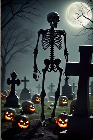 in a cemetery where all the graves are open and skeletons are out dancing on theire graves to rock music and cave singers
 dancing on my grave. spooky, horror, halloween, 
halloween trickorten